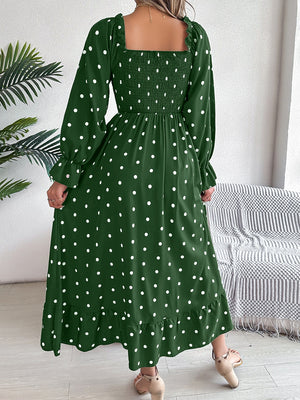 Polka Dot Flounce Sleeve Midi Dress 9bd56f46-7788-4172-8b57-b0afacc87a35-Max Glownestbest