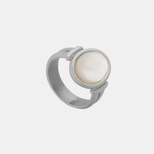 Titanium Steel White Sea Shell Ring 9be4f9d1-1c53-45c6-84c7-e338aa56fbac-Max Trendsi