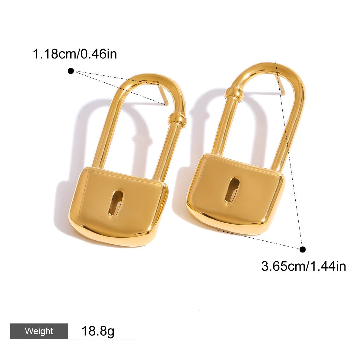 18K gold lock-shaped design trendy and personalized earrings 9beb82d6-507a-42f8-bbc1-c74f433d06b0 Artshiney