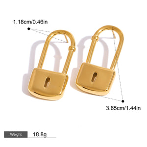 18K gold lock-shaped design trendy and personalized earrings 9beb82d6-507a-42f8-bbc1-c74f433d06b0 Artshiney