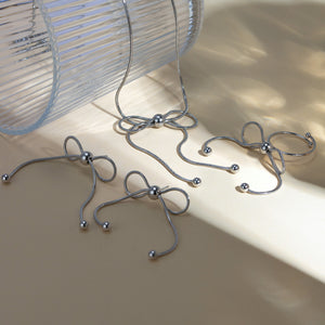 Stainless Steel Silver-Plated Bow Ring 9cafe724-5629-425b-b0fb-08c30245c219-Max Trendsi