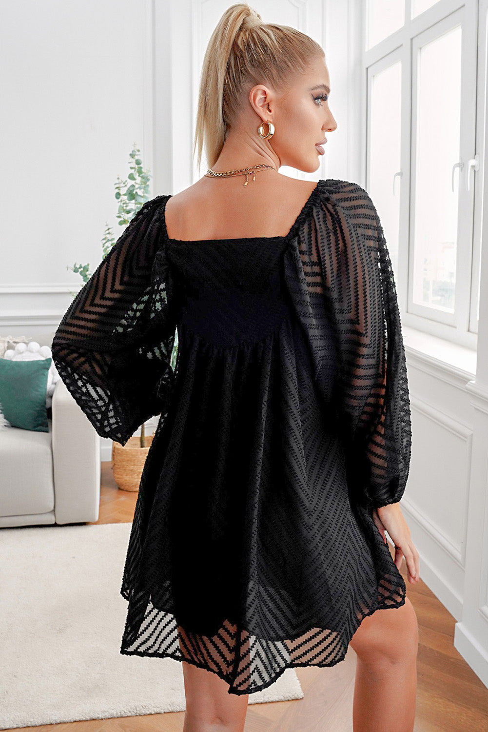 Textured Square Neck Mini Dress 9cb789b6bb7f430c823570c82a4b2ef2-Max Glownestbest