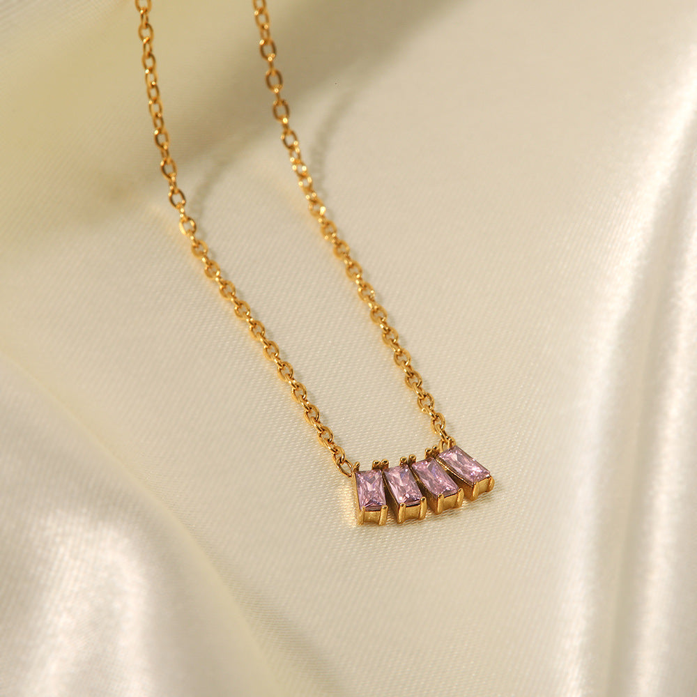 18K gold plated necklace with pink/white /l green zircon 9cc7afb2-a84b-4fad-8aec-b85c1d5b2d39 Artshiney