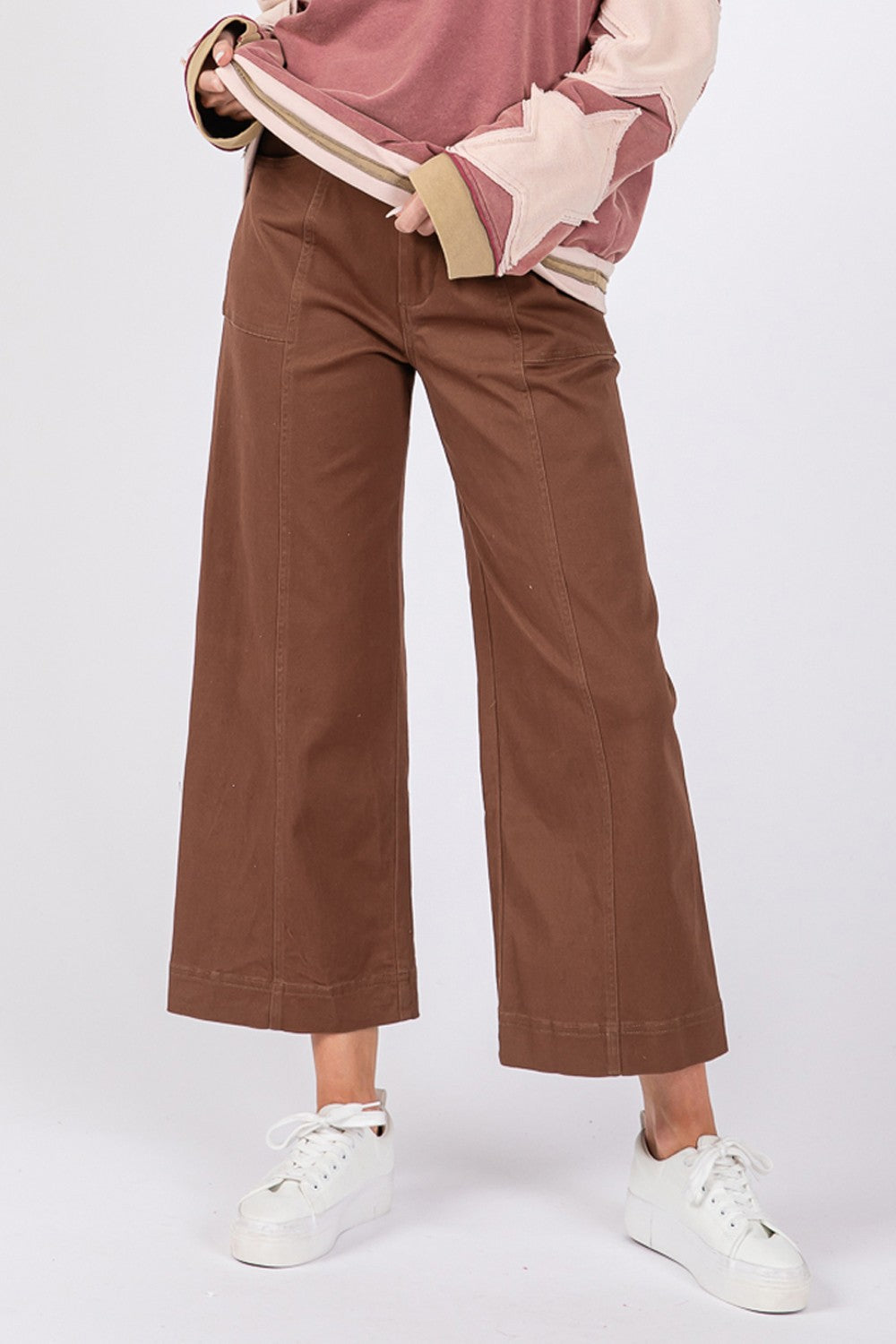 SAGE + FIG Wide Leg Cropped Pants Mocha 9ccede65-976a-4e5f-945c-c14989671e13-Max Trendsi