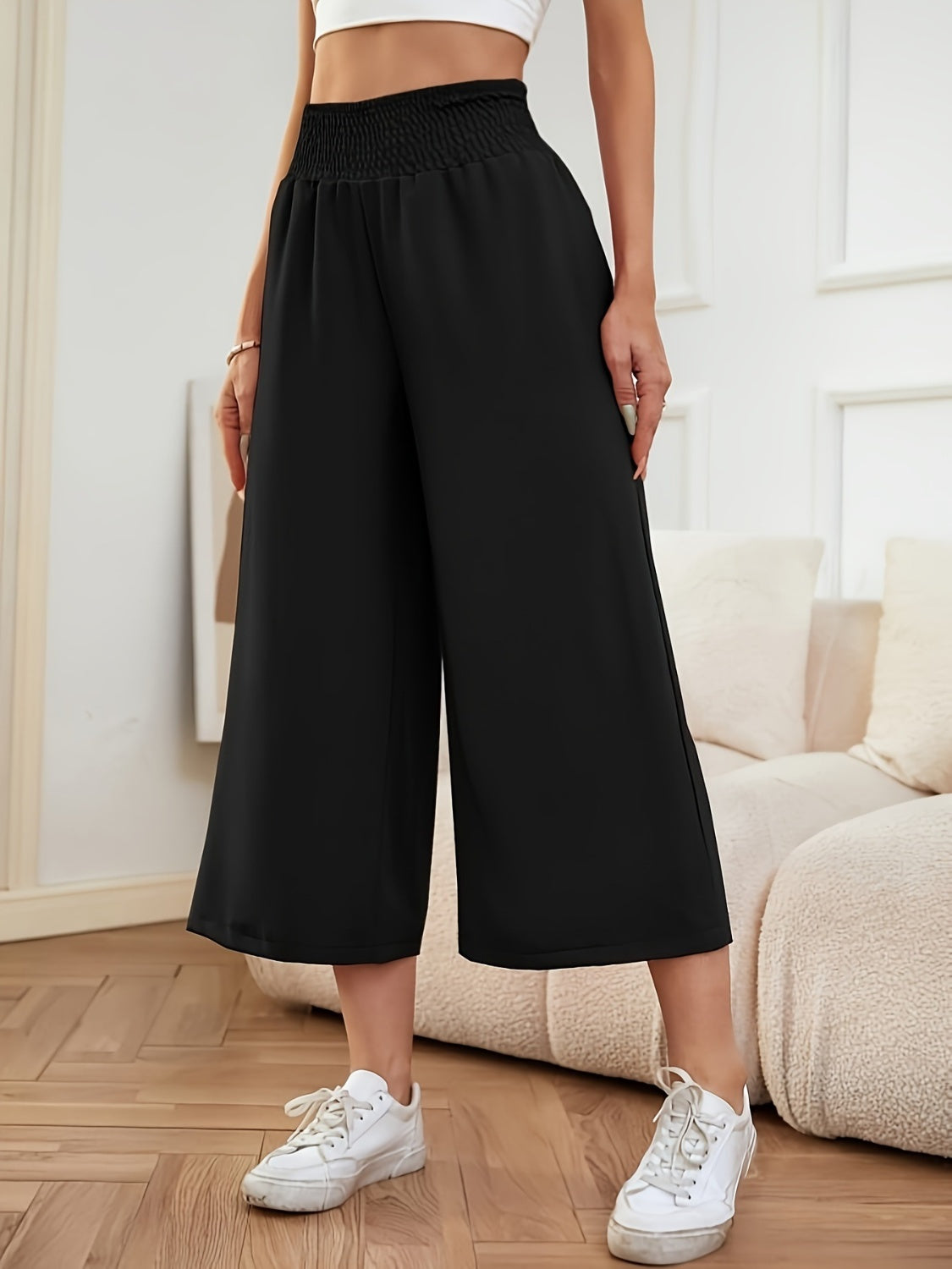 Elastic Waist Wide Leg Pants 9de2339e-367d-4649-9401-421bbe73aa0c-Max Trendsi