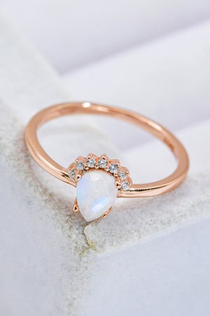18K Rose Gold-Plated Pear Shape Natural Moonstone Ring 9e08e9a0e4df48e6b9d453f9a03c5968-Max Trendsi