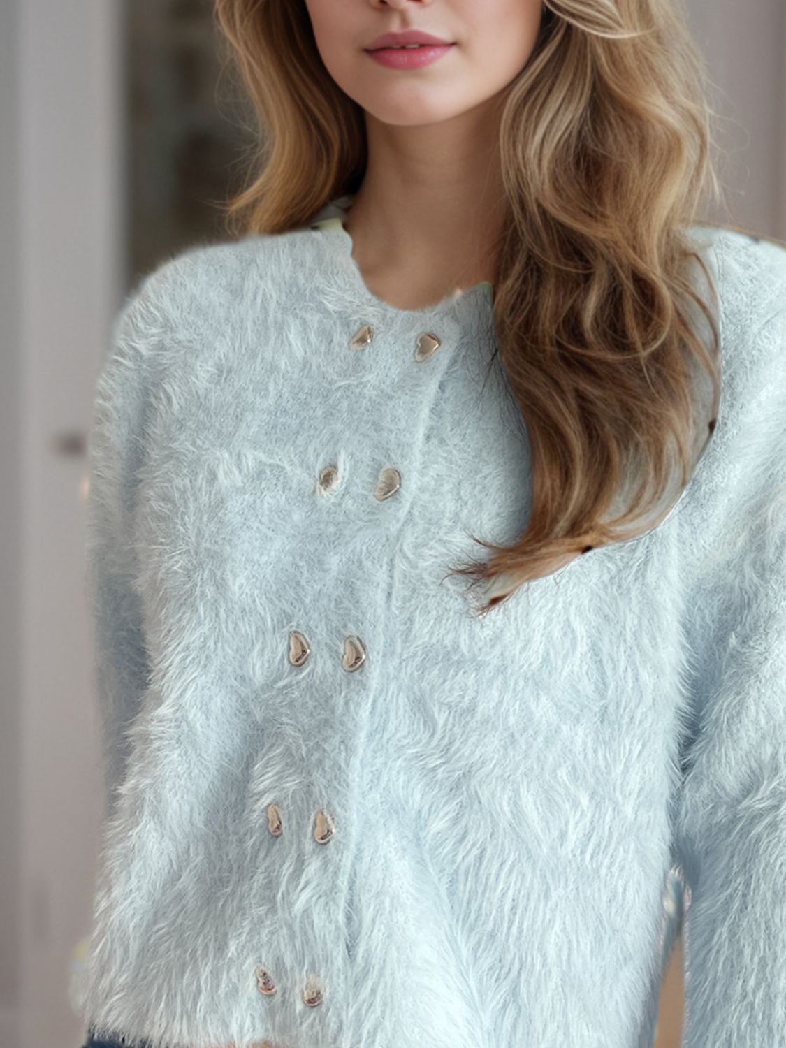 Heart Button Round Neck Cardigan 9e34f57b-4cdd-49d6-9309-bc2140c12aad-Max Glownestbest