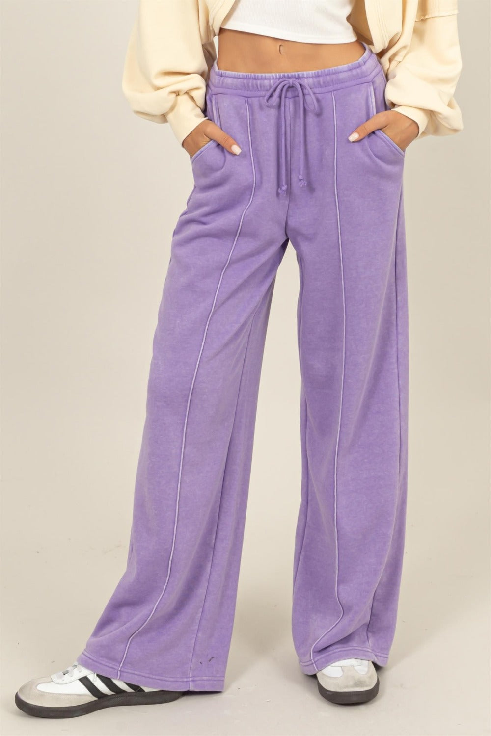 HYFVE Drawstring High Rise Wide Leg Pants Lavender 9e3a92c4-28b5-4b37-a1ab-ddf1199fc3cf-Max Trendsi