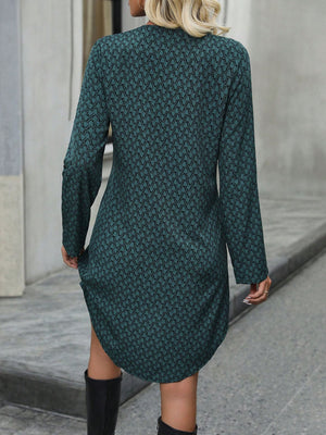 Printed V-Neck Long Sleeve Mini Dress 9e3df331-a077-485c-8359-ee6769dc5df8-Max Glownestbest