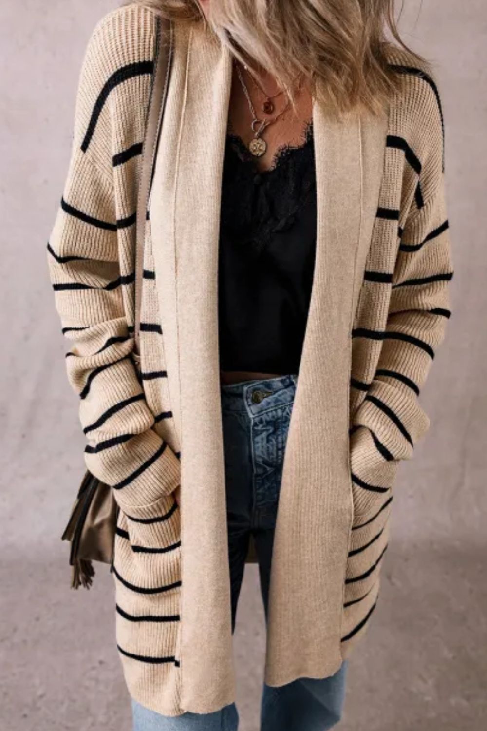 Striped Open Front Long Sleeve Cardigan 9e55feab-995d-46ac-a8b9-8acd301b3612-Max Glownestbest