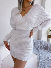 Rib-Knit Dolman Sleeve Sweater Dress White 9f1018edb1684d7ba7e42e3b71961137-Max Glownestbest