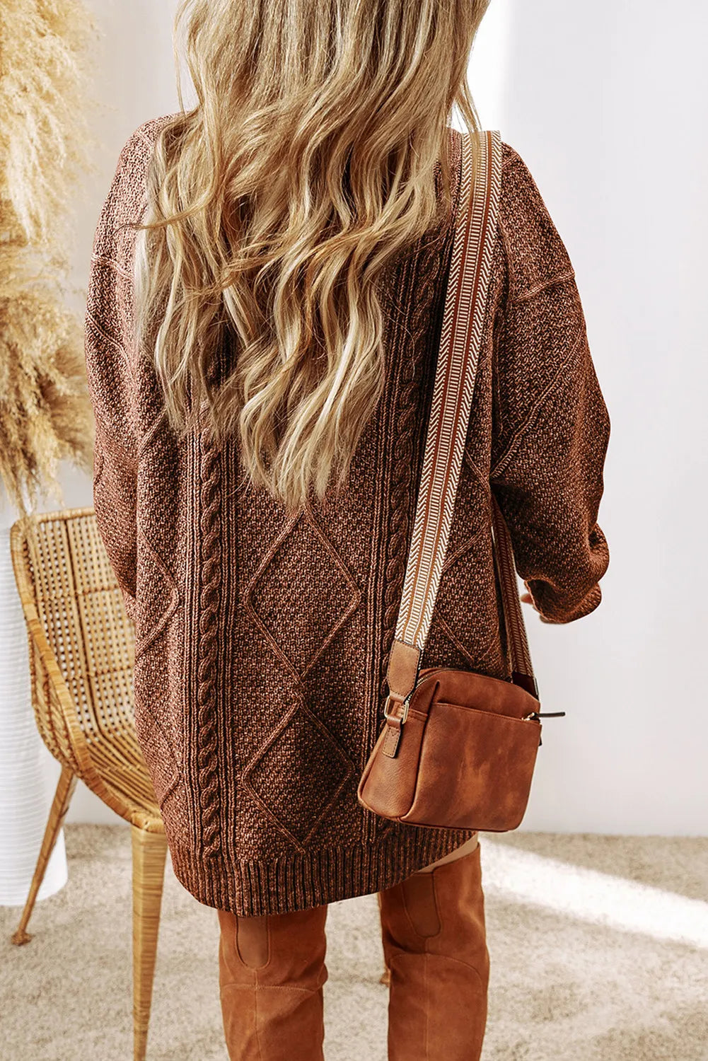 Cable-Knit Round Neck Sweater Dress 9f34bffc-6eac-4f81-b224-fd56f0a5e808-Max Glownestbest