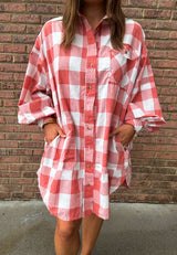 Plaid Collared Neck Long Sleeve Shirt Dress Strawberry 9f6e64e2-c0ad-4cd5-9f8f-c76db386a76a-Max Glownestbest