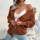 Open Front Lantern Sleeve Cardigan Brown 9fef5f419b284bdab7d5f42aa86680bd-Max Glownestbest