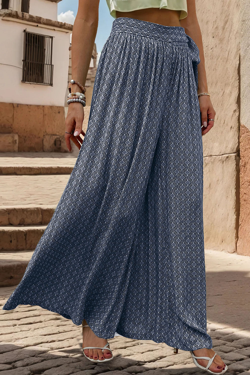 Perfee Printed Tied Wide Leg Pants a045644f-8c53-4224-a167-60d356f193e1-Max Trendsi