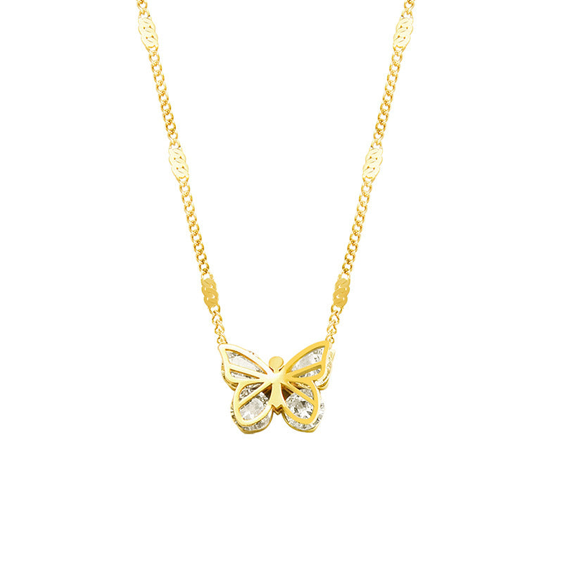 18K Gold Fashionable Hammer Design Butterfly All-Match Necklace a1414f8d-3ff9-4cb5-a857-97935fed13e7 Artshiney