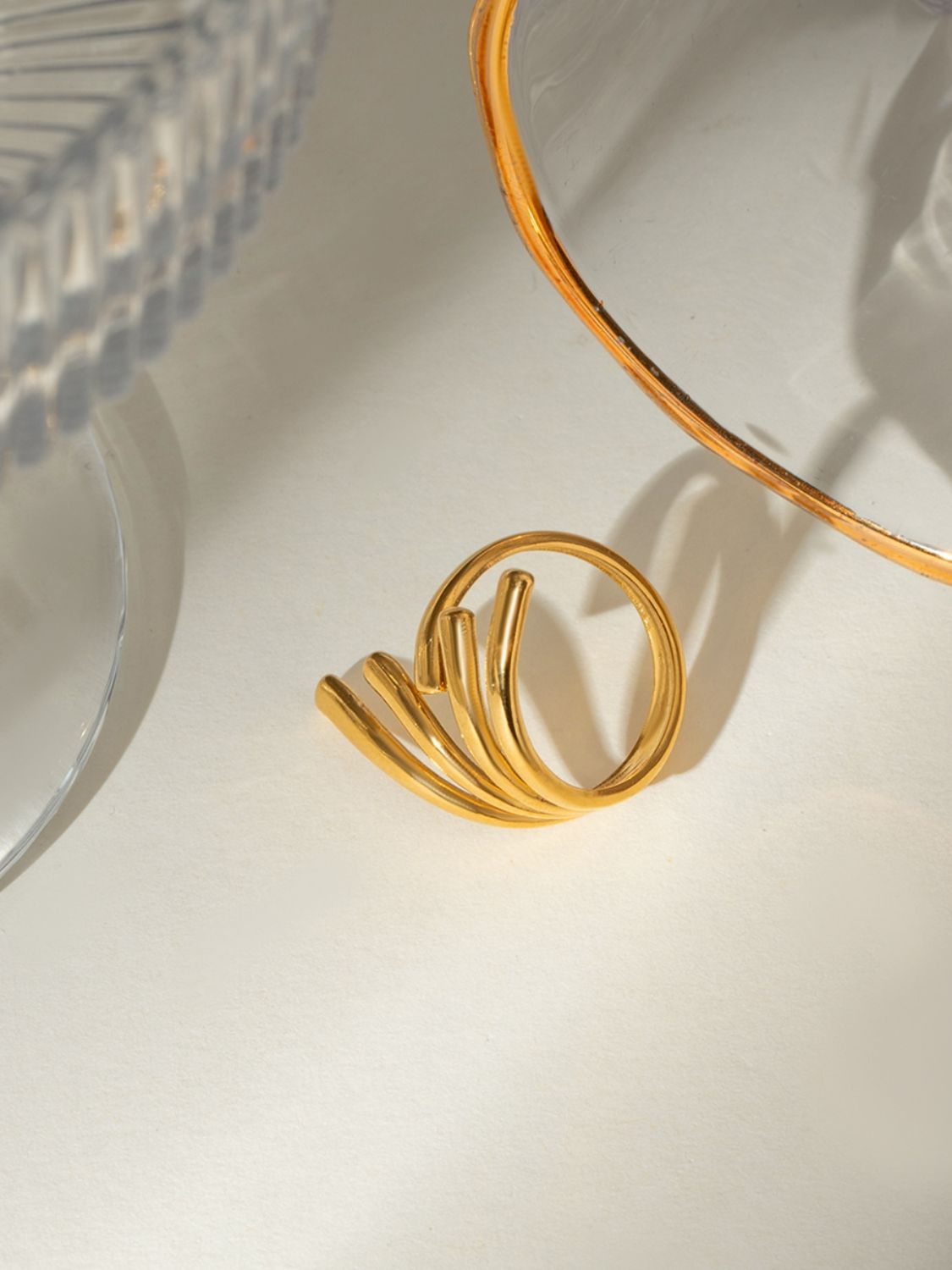 18K Gold-Plated Stainless Steel Irregular Open Ring a18b6a2a-a742-4141-ba4a-c4814709d549-Max Trendsi