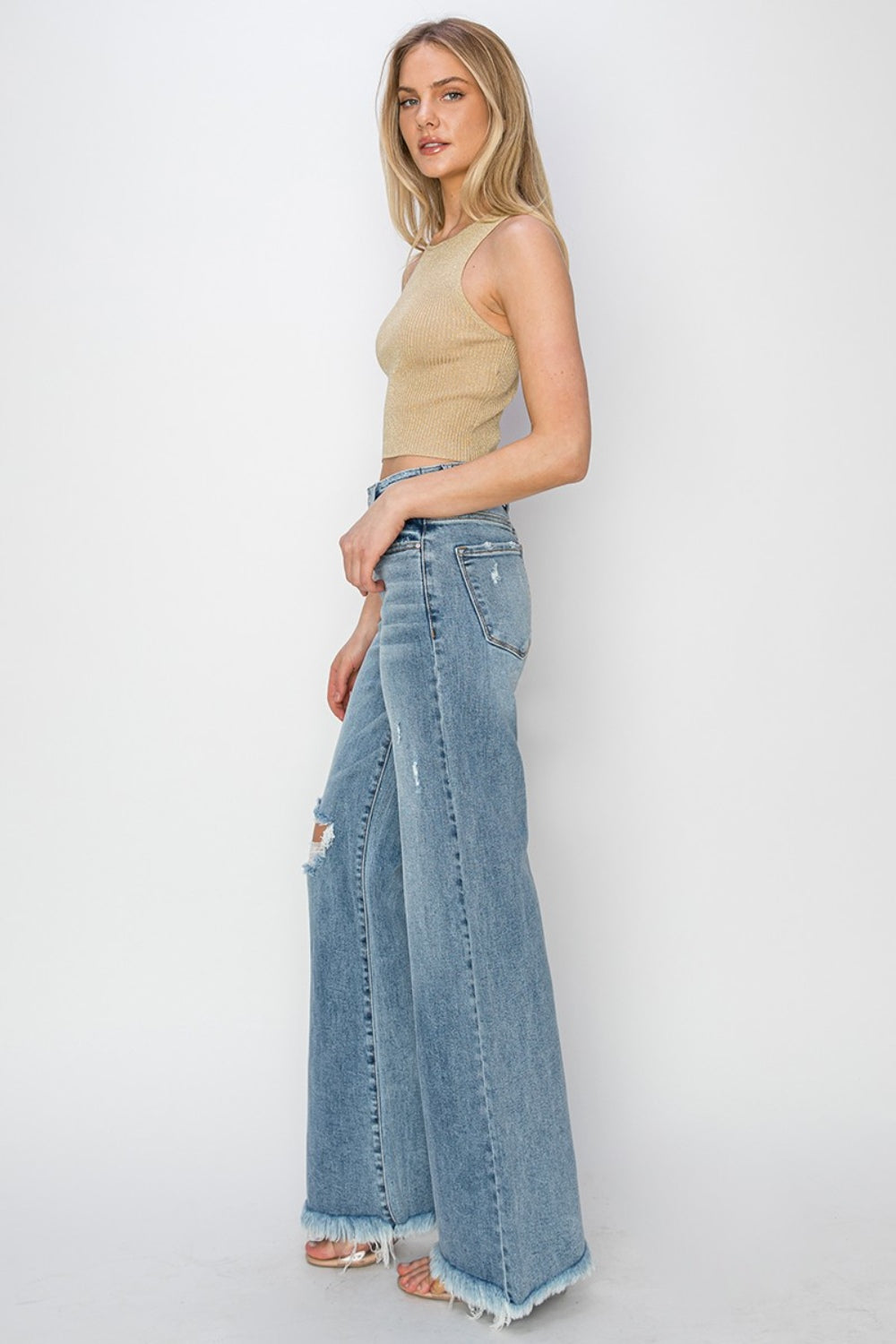 RISEN Mid Rise Button Fly Wide Leg Jeans a19552d6-9777-4017-8cad-8609afffc5a0-Max Trendsi