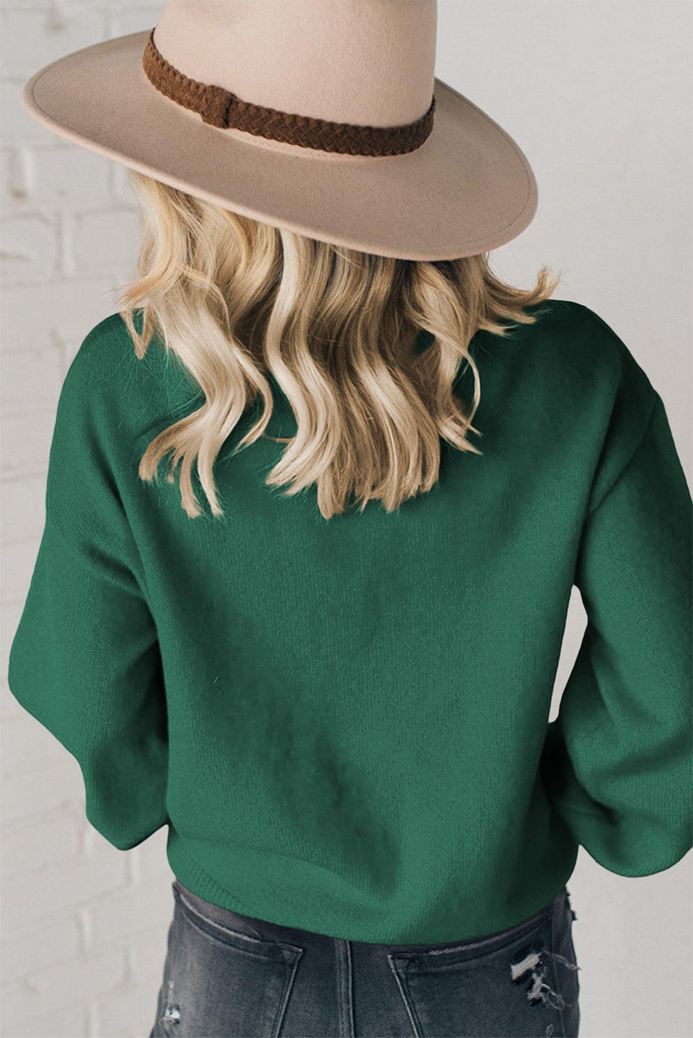 Blackish Green Pearl Beaded Merry Casual Sweater a1f1b79dfcad04f6 Glownestbest