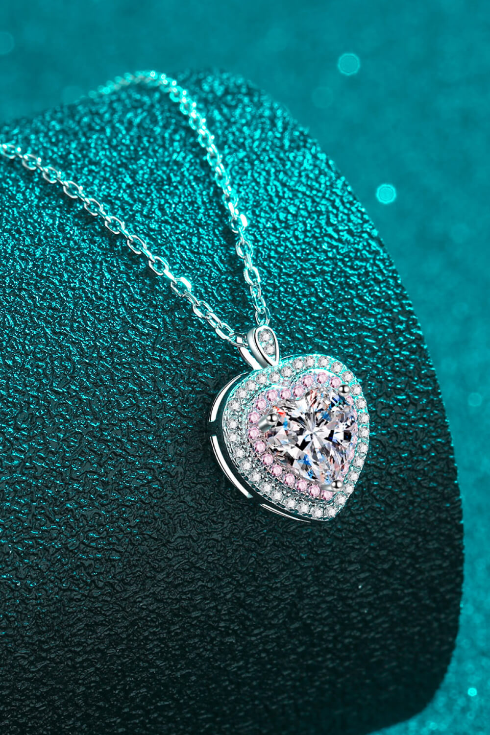 925 Sterling Silver 1 Carat Moissanite Heart Pendant Necklace a23887ee9cb94238a760a1682bed3ad7-Max Trendsi
