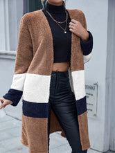Ivy Lane Tricolor Open Front Fuzzy Longline Cardigan Brown XL a274e8555cc44256877b3df01edaa683-Max Glownestbest