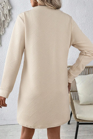 Textured Round Neck Long Sleeve Mini Dress a2c03b2d-e03c-4996-a2f1-3e2c70dbef8b-Max Glownestbest