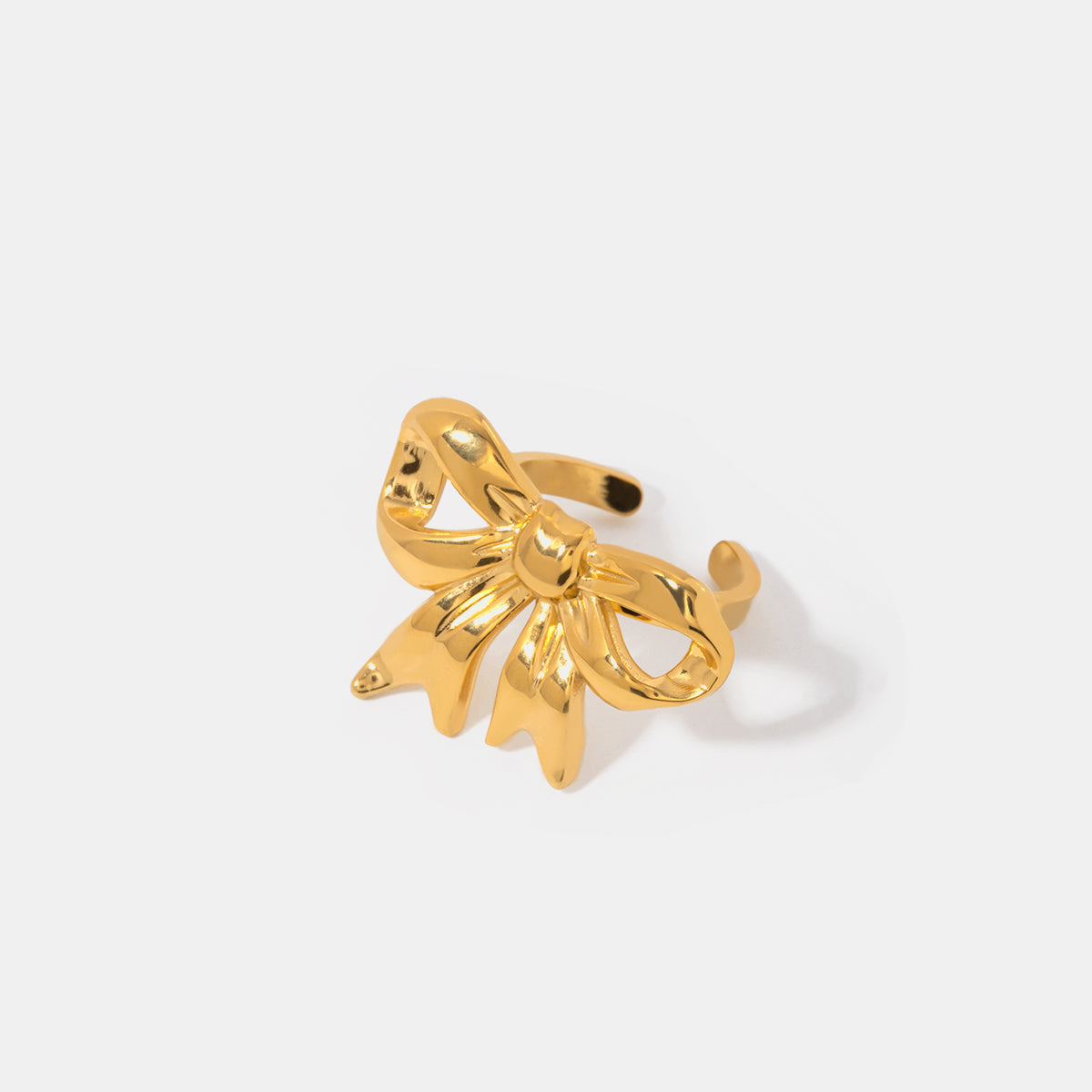 18K Gold-Plated Stainless Steel Bow Ring Gold 7 a2e6428e-8821-4c25-a491-8152d599f4a7-Max Trendsi