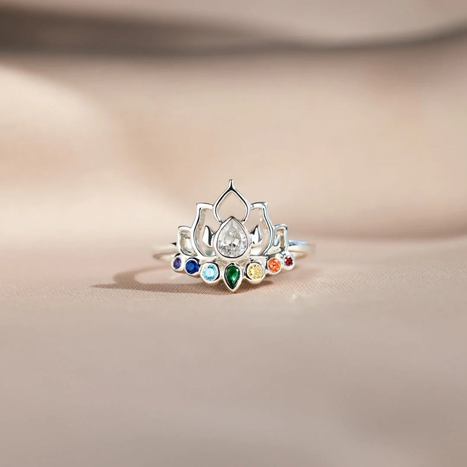 925 Sterling Silver Inlaid Zircon Lotus Shape Ring a3040131-78a0-4c1f-a737-c2c9e092588b-Max Trendsi