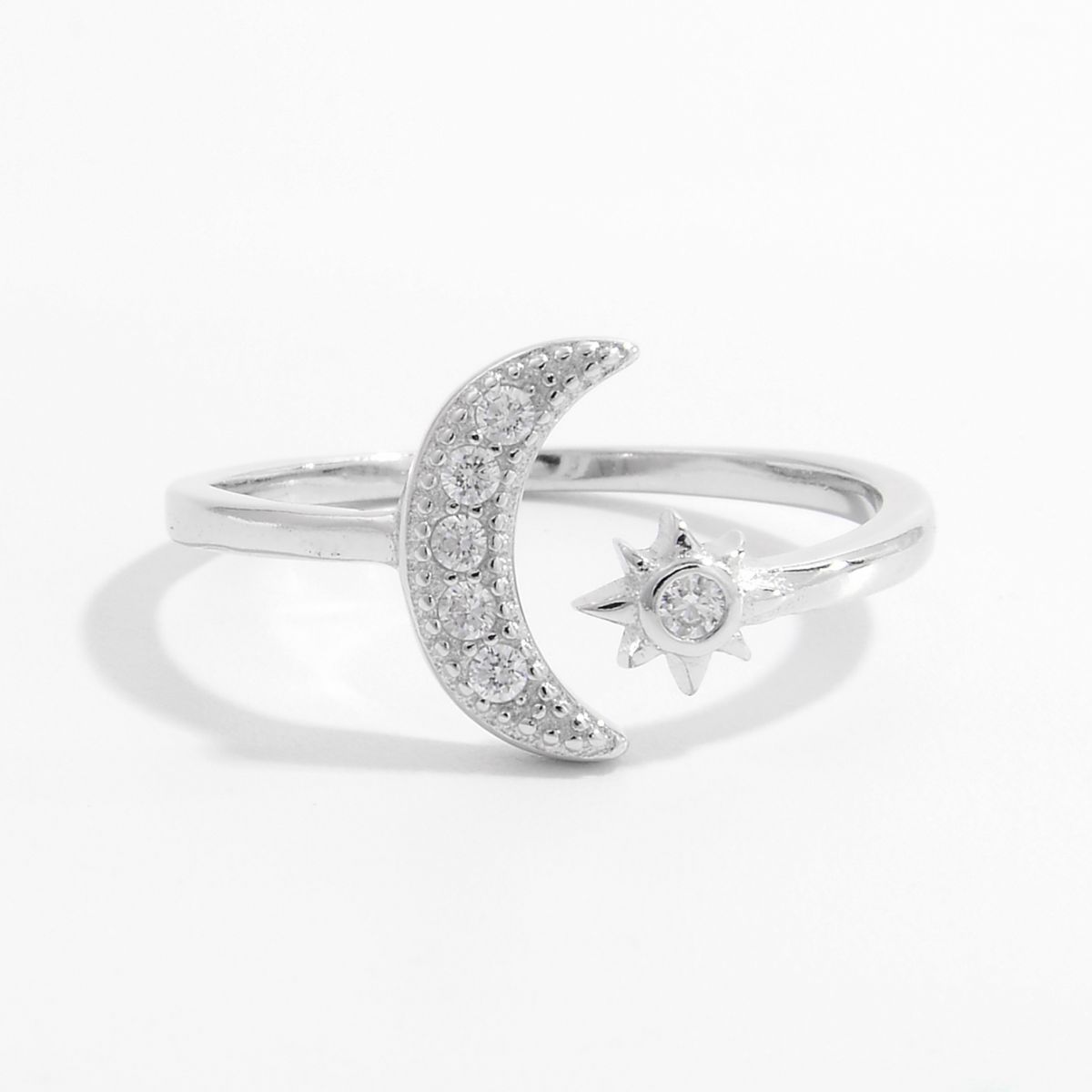 925 Sterling Silver Moon Open Ring Silver a3263bfe-1413-40f6-9511-e593d0cae91a-Max Trendsi