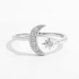 925 Sterling Silver Moon Open Ring Silver a3263bfe-1413-40f6-9511-e593d0cae91a-Max Trendsi