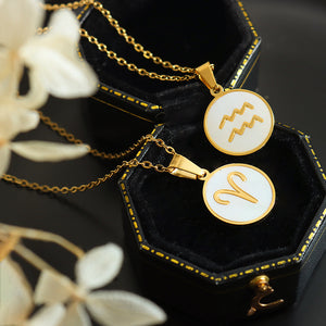 Exquisite Zodiac White Seashell Design Pendant Necklace a334ecfb-59ff-418c-a966-3b15dd4ea1e4 Artshiney