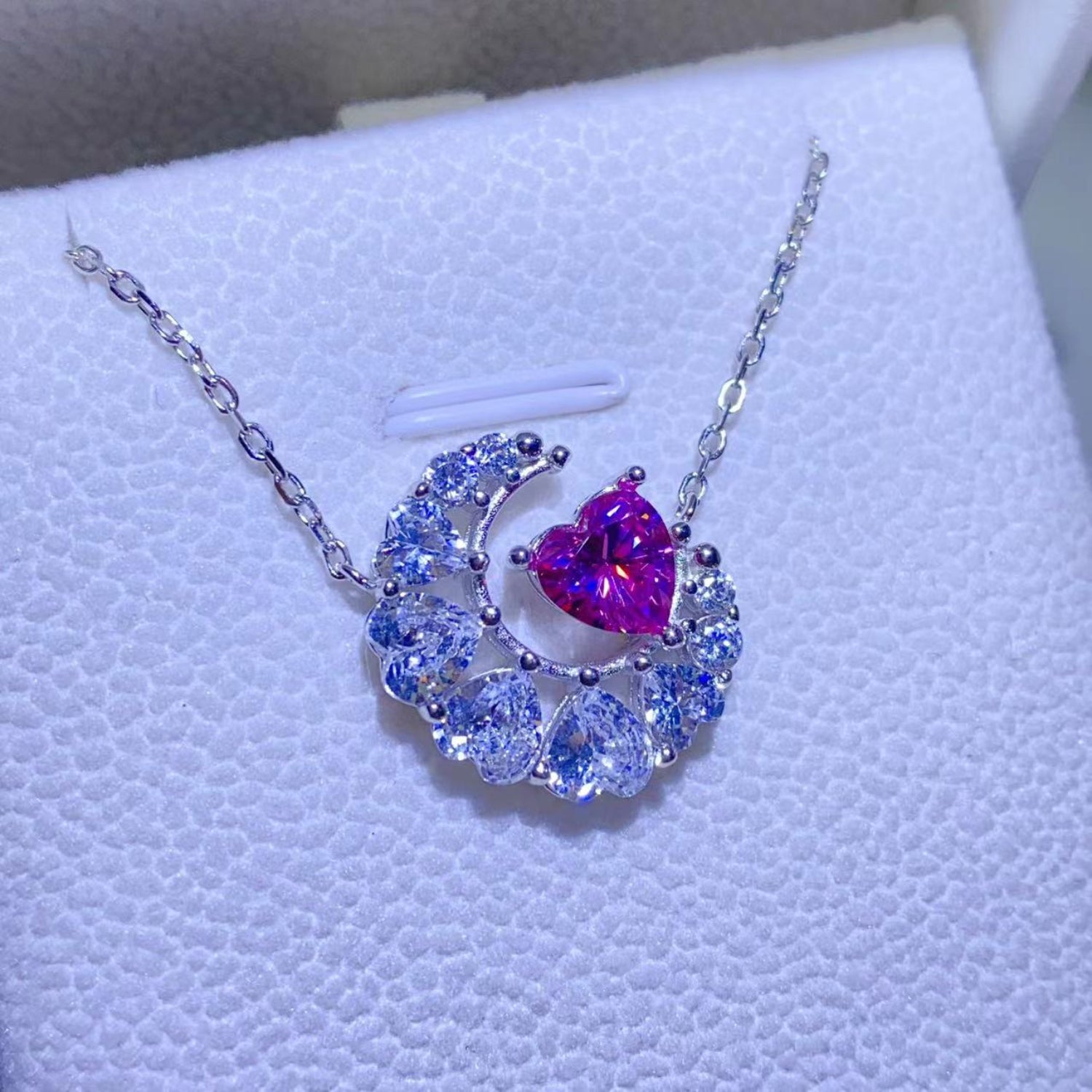 1 Carat Moissanite 925 Sterling Silver Heart Necklace a515884a-7b76-4634-b563-764041263ede-Max Trendsi