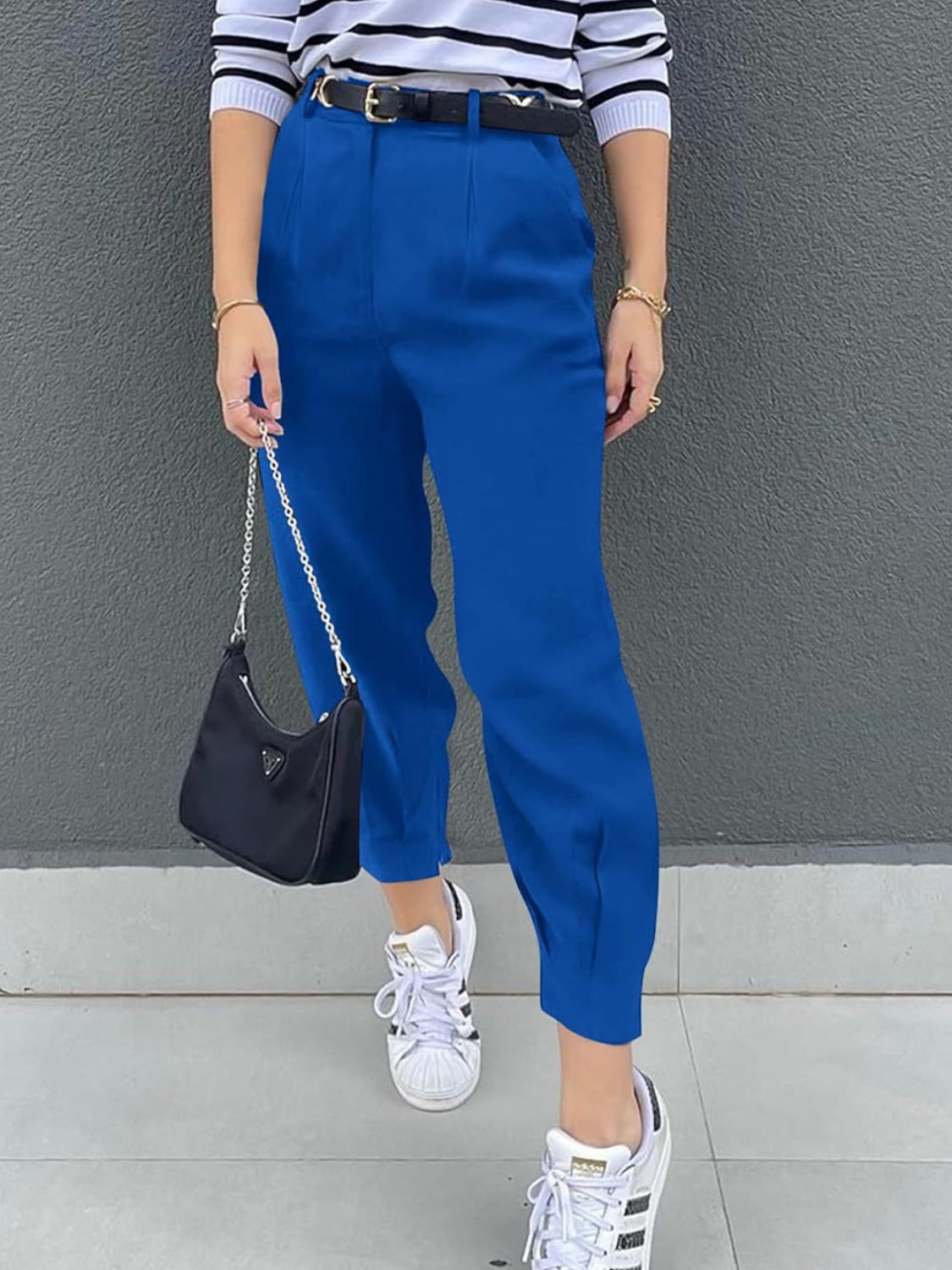 High Waist Cropped Pants Royal Blue a551eadf-3140-45e2-83be-8ebc31211627-Max Trendsi