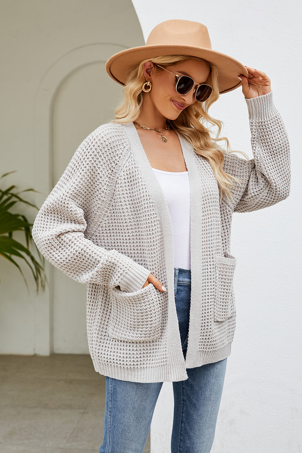 Open Front Long Sleeve Cardigan with Pockets a5c64a2a8c0d48d085d16908709e38f7-Max Glownestbest