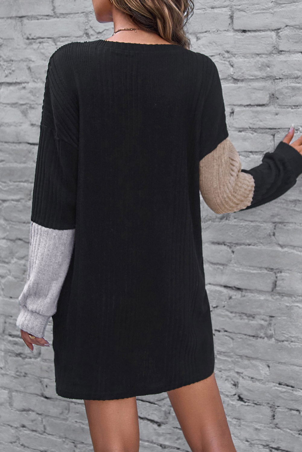 Color Block Drop Shoulder Long Sleeve Mini Dress a624c676-737f-497c-acad-bb9d96198911-Max Glownestbest