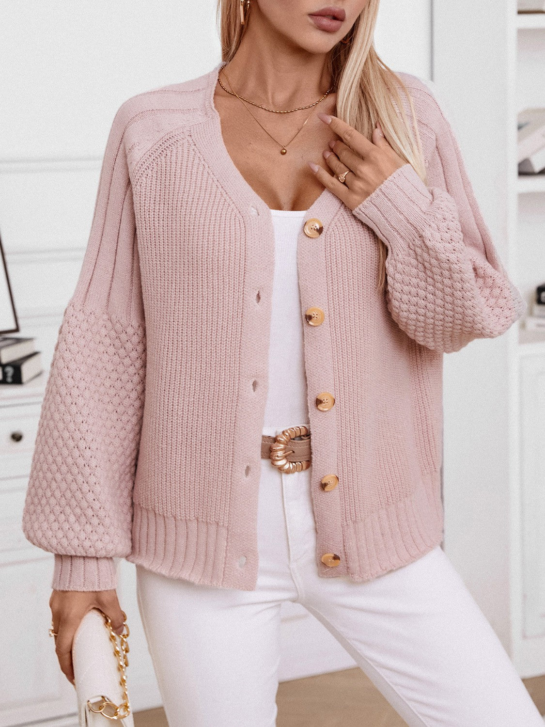 V-Neck Button Up Raglan Sleeve Cardigan a6322ef8-b4fb-47fe-ac01-c964ecf313ad-Max Glownestbest