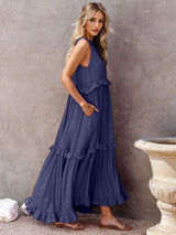Ruffled Sleeveless Tiered Maxi Dress with Pockets Dark Blue a6d078ba-48e7-49f6-b55e-5639393cd977-Min Glownestbest