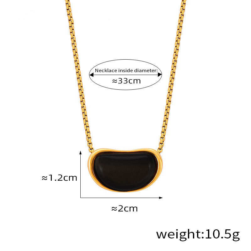 18K gold exquisite and noble geometric inlaid gemstone design simple style pendant necklace Black Gold a6fd73ee-5c40-4642-8dc9-8a252d981792 Glownestbest