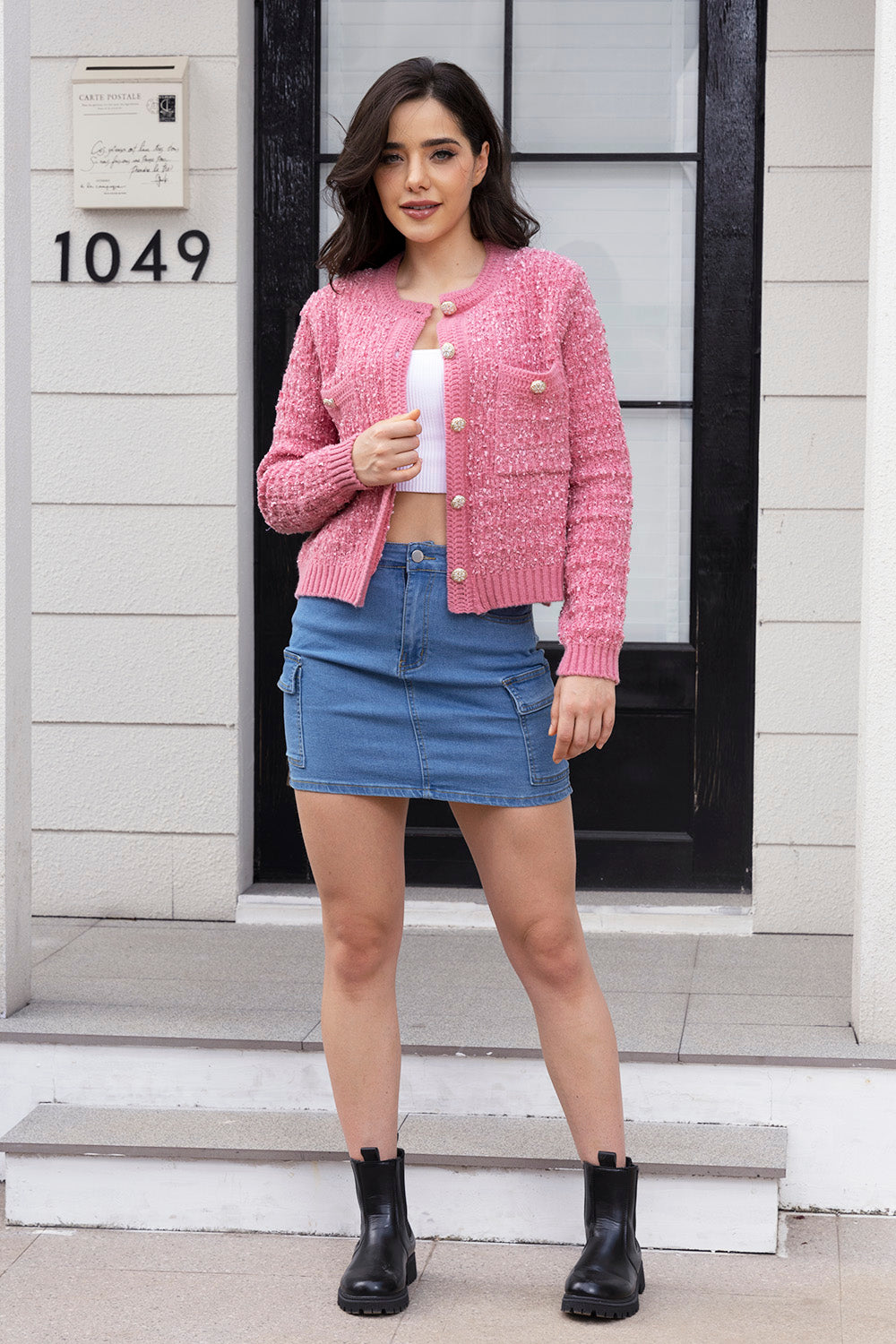 Glownestbest® | Button Up Round Neck Cardigan a6feaaf716424123a35d8d039407557d-Max Glownestbest