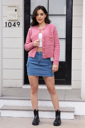 Glownestbest® | Button Up Round Neck Cardigan a6feaaf716424123a35d8d039407557d-Max Glownestbest