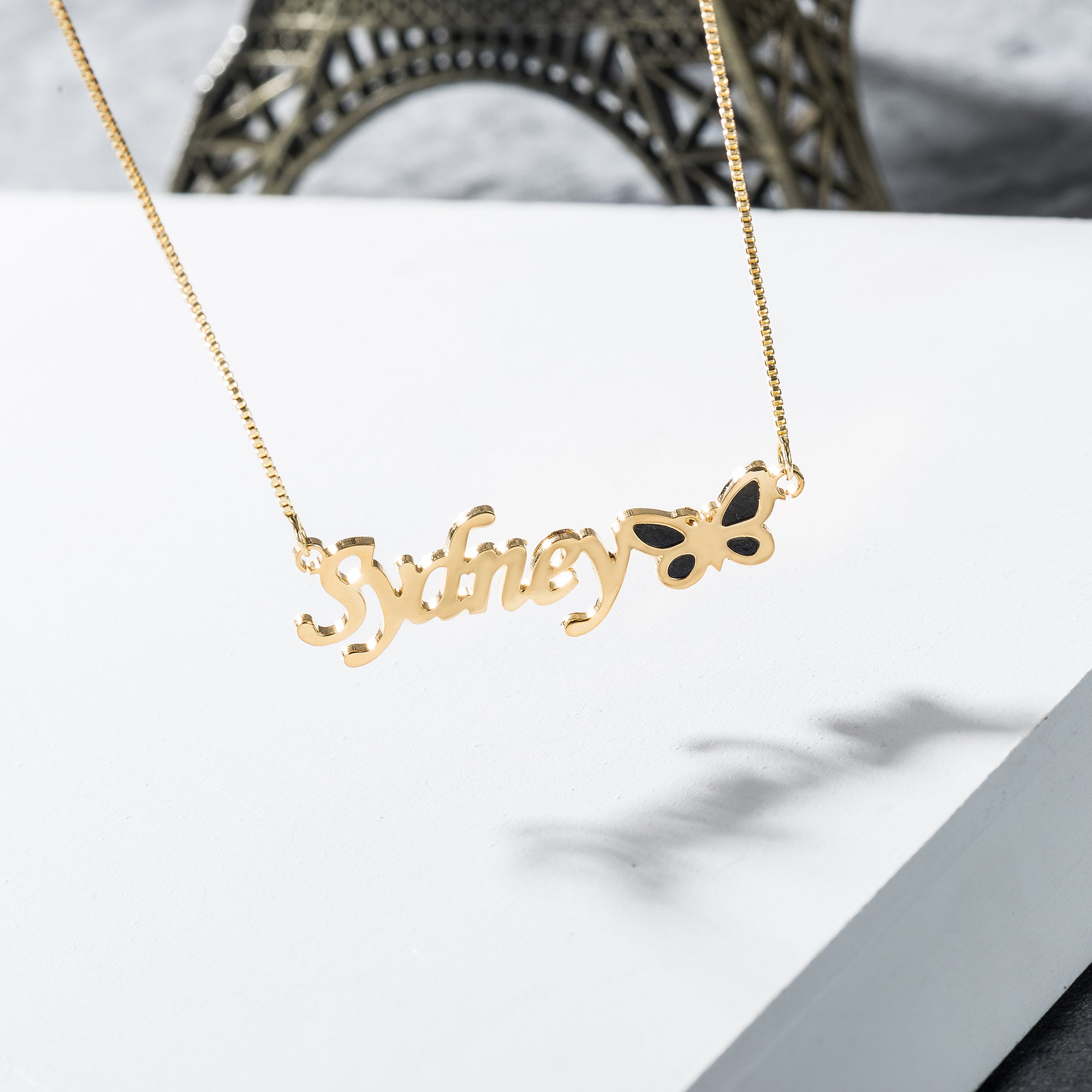 Noble Dazzling Butterfly Custom Name Necklace a7474084-9c48-493d-be4e-488ba56d99de Artshiney