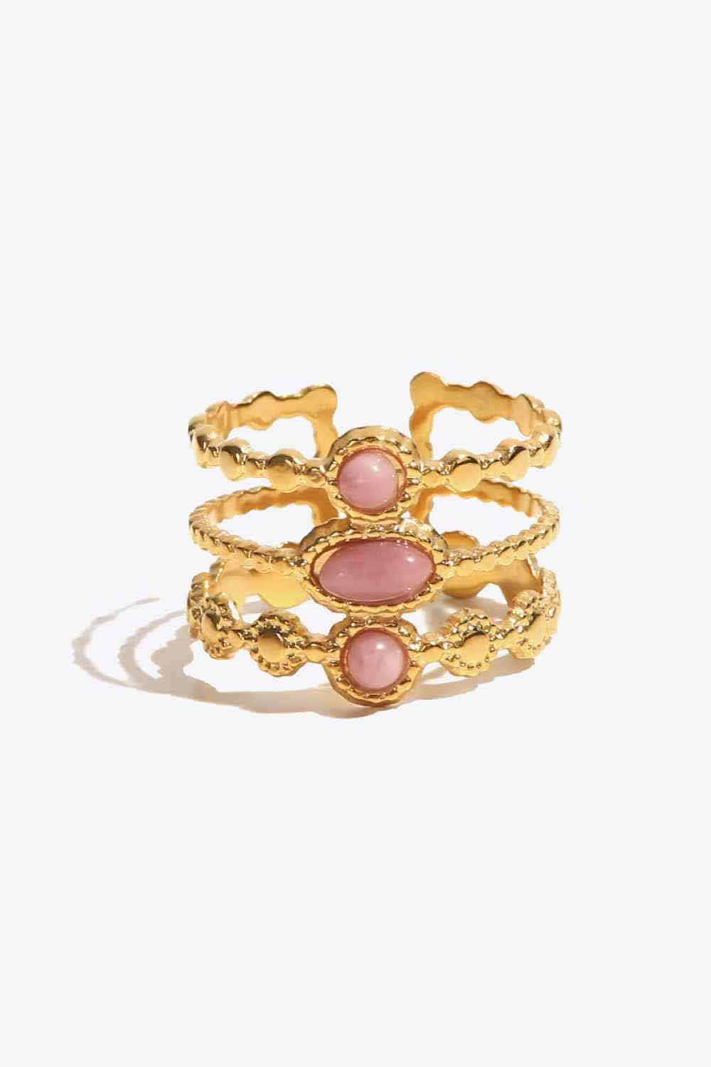 Triple-Layered Stainless Steel Open Ring Gold One Size a7668d16de6444d980226c69c4b5ada4-Max Trendsi