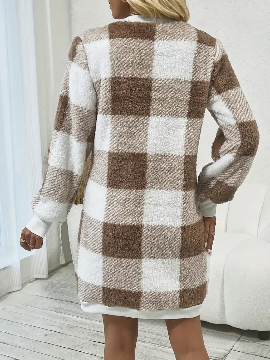 Plaid V-Neck Long Sleeve Dress a7e57f1f-4cd1-4b45-ac92-b752188cc338-Max Glownestbest