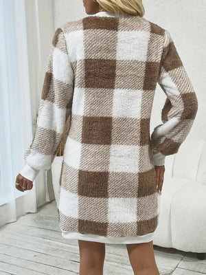 Plaid V-Neck Long Sleeve Dress a7e57f1f-4cd1-4b45-ac92-b752188cc338-Max Glownestbest