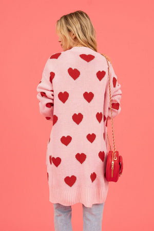 Heart Graphic Open Front Cardigan with Pockets a7ede1378a914418b2680644ebb7e099-Max Glownestbest