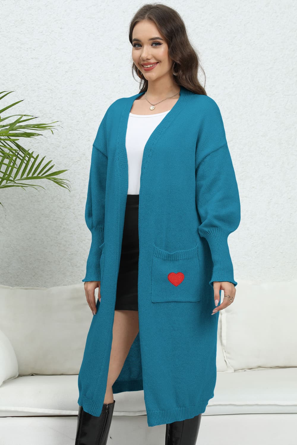 Lantern Sleeve Open Front Pocketed Cardigan a8bccb544ae54eb39ab6db429c37a104-Max Glownestbest
