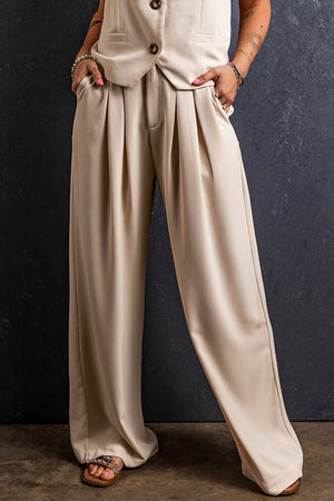 Ruched Wide Leg Pants with Pockets a955dd26-679e-4e25-80d8-c27f8262d669-Max Trendsi