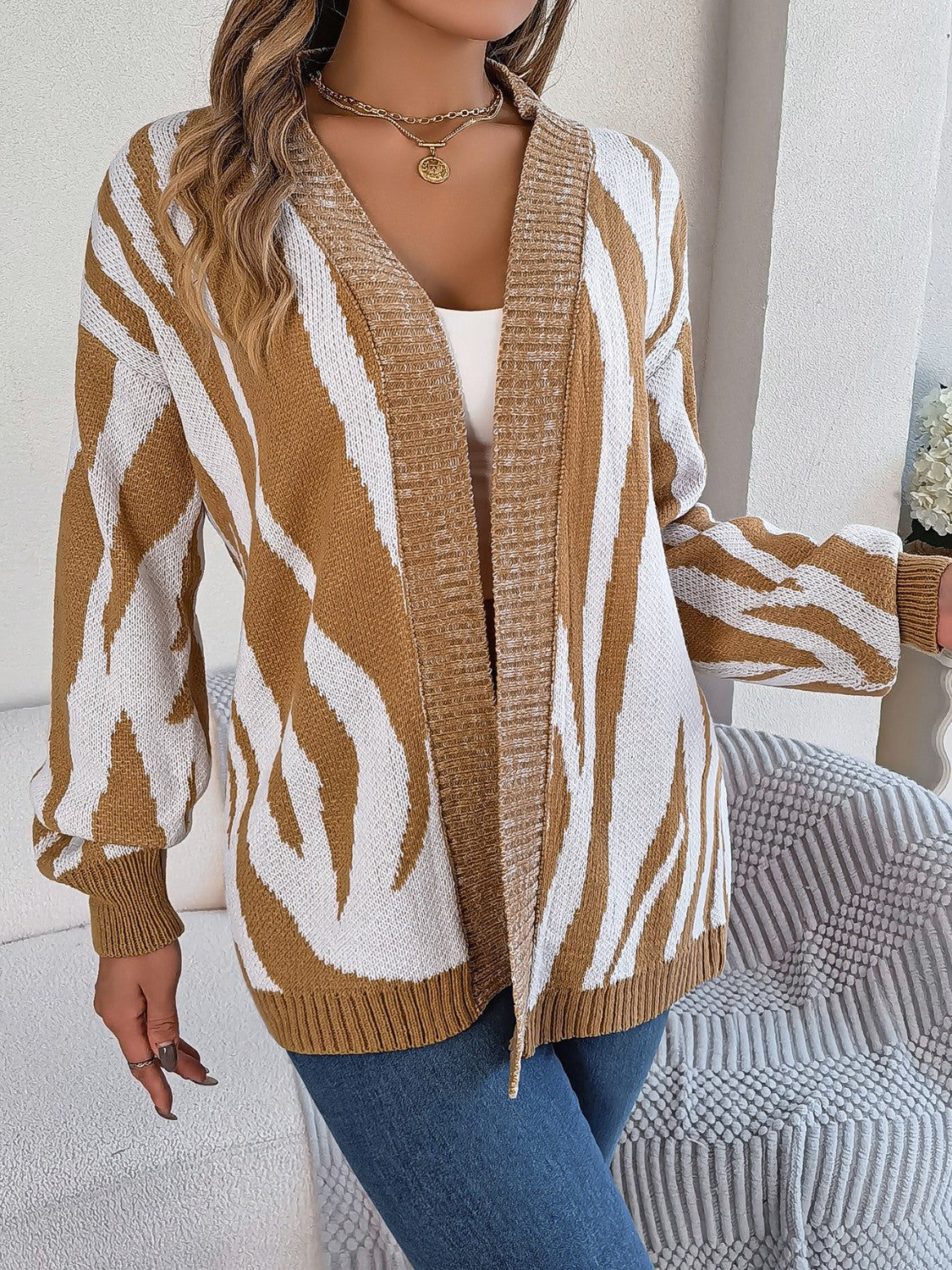 Open Front Animal Print Cardigan a9b6b933210542c2be19125d8d5a15d6-Max Glownestbest