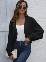 Bat Sleeve Open Front Short Cardigan Black a9bb6431cdde41b789e52cc1e7cc2f54-Max Glownestbest