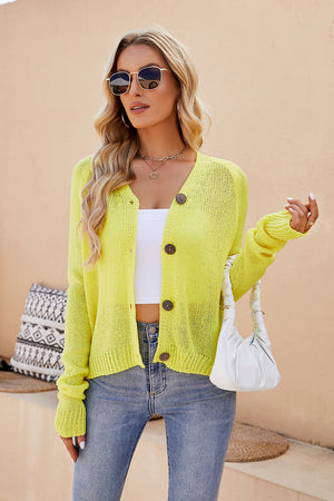 Button Up V-Neck Long Sleeve Cardigan a9f97ae299594aa0af699b896bbc33ce-Max Glownestbest